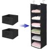 imageMAX Houser 6 Tier Shelf Hanging Closet Organizer Closet Hanging Shelf with 2 Sturdy Hooks for Storage Foldable GreyBlackd