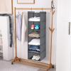 imageMAX Houser 6 Tier Shelf Hanging Closet Organizer Closet Hanging Shelf with 2 Sturdy Hooks for Storage Foldable GreyGrey