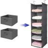 imageMAX Houser 6 Tier Shelf Hanging Closet Organizer Closet Hanging Shelf with 2 Sturdy Hooks for Storage Foldable GreyGreyd