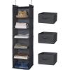 imageMAX Houser 6 Tier Shelf Hanging Closet Organizer Closet Hanging Shelf with 2 Sturdy Hooks for Storage Foldable GreyGreyd3