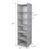 imageMAX Houser 6 Tier Shelf Hanging Closet Organizer Closet Hanging Shelf with 2 Sturdy Hooks for Storage Foldable GreyLight Grey