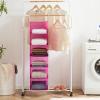 imageMAX Houser 6 Tier Shelf Hanging Closet Organizer Closet Hanging Shelf with 2 Sturdy Hooks for Storage Foldable GreyPink