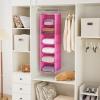 imageMAX Houser 6 Tier Shelf Hanging Closet Organizer Closet Hanging Shelf with 2 Sturdy Hooks for Storage Foldable GreyPink
