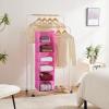 imageMAX Houser 6 Tier Shelf Hanging Closet Organizer Closet Hanging Shelf with 2 Sturdy Hooks for Storage Foldable GreyPink