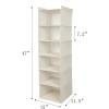 imageMAX Houser 6 Tier Shelf Hanging Closet Organizer Closet Hanging Shelf with 2 Sturdy Hooks for Storage FoldableGrey and Beige
