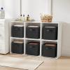 imageMAX Houser Fabric Cloth Storage BinsFoldable Storage Cubes Organizer Baskets with Dual Handles for Home Bedroom StorageSet of 6BeigeBlack 1