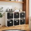 imageMAX Houser Fabric Cloth Storage BinsFoldable Storage Cubes Organizer Baskets with Dual Handles for Home Bedroom StorageSet of 6BeigeBlack