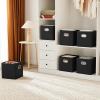 imageMAX Houser Fabric Cloth Storage BinsFoldable Storage Cubes Organizer Baskets with Dual Handles for Home Bedroom StorageSet of 6BeigeBlack