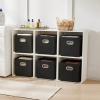 imageMAX Houser Fabric Cloth Storage BinsFoldable Storage Cubes Organizer Baskets with Dual Handles for Home Bedroom StorageSet of 6BeigeBlack