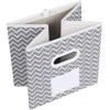 imageMAX Houser Fabric Cloth Storage BinsFoldable Storage Cubes Organizer Baskets with Dual Handles for Home Bedroom StorageSet of 6BeigeChevron Grey