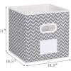 imageMAX Houser Fabric Cloth Storage BinsFoldable Storage Cubes Organizer Baskets with Dual Handles for Home Bedroom StorageSet of 6BeigeChevron Grey