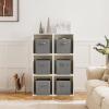 imageMAX Houser Fabric Cloth Storage BinsFoldable Storage Cubes Organizer Baskets with Dual Handles for Home Bedroom StorageSet of 6BeigeDove Grey