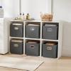 imageMAX Houser Fabric Cloth Storage BinsFoldable Storage Cubes Organizer Baskets with Dual Handles for Home Bedroom StorageSet of 6BeigeGray