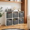imageMAX Houser Fabric Cloth Storage BinsFoldable Storage Cubes Organizer Baskets with Dual Handles for Home Bedroom StorageSet of 6BeigeGray