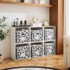 imageMAX Houser Fabric Cloth Storage BinsFoldable Storage Cubes Organizer Baskets with Dual Handles for Home Bedroom StorageSet of 6BeigeGrey 2