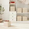imageMAX Houser Fabric Cloth Storage BinsFoldable Storage Cubes Organizer Baskets with Dual Handles for Home Bedroom StorageSet of 6BeigeNatural Beige