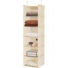 imageMAX Houser 6 Tier Shelf Hanging Closet Organizer Closet Hanging Shelf with 2 Sturdy Hooks for Storage Foldable GreyBeige
