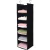 imageMAX Houser 6 Tier Shelf Hanging Closet Organizer Closet Hanging Shelf with 2 Sturdy Hooks for Storage Foldable GreyBlack