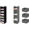 imageMAX Houser 6 Tier Shelf Hanging Closet Organizer Closet Hanging Shelf with 2 Sturdy Hooks for Storage FoldableBlack and GreyD3