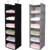 imageMAX Houser 6 Tier Shelf Hanging Closet Organizer Closet Hanging Shelf with 2 Sturdy Hooks for Storage FoldableBlack and Light Grey