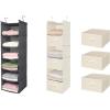 imageMAX Houser 6 Tier Shelf Hanging Closet Organizer Closet Hanging Shelf with 2 Sturdy Hooks for Storage FoldableGrey and BeigeD3