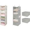 imageMAX Houser 6 Tier Shelf Hanging Closet Organizer and 5 Tier Shelf Hanging Closet Organizer Closet Hanging Shelf with 2 Sturdy Hooks for Storage FoldableBeige and Light GreyD2