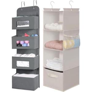 imageMAX Houser 4Shelf Over The Door Hanging Organizer Gray4Shelf Hanging Closet Organizer Beige