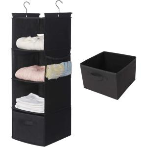 imageMAX Houser 4Shelf Over The Door Hanging Organizer with 2 Metal Hooks4 Pocket Over The Door Wall Mount Storage with Clear Windows for Baby Nursery Bathroom ClosetBedroomDormDiapersKids ToysGrayBlack