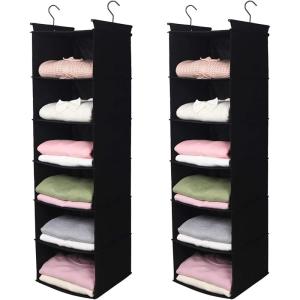 imageMAX Houser 6 Tier Shelf Hanging Closet Organizer Closet Hanging Shelf with 2 Sturdy Hooks for Storage Foldable GreyBlack2
