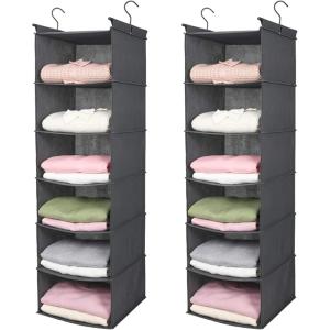 imageMAX Houser 6 Tier Shelf Hanging Closet Organizer Closet Hanging Shelf with 2 Sturdy Hooks for Storage Foldable GreyGrey2
