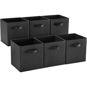 imageMAX Houser Fabric Cloth Storage BinsFoldable Storage Cubes Organizer Baskets with Dual Handles for Home Bedroom StorageSet of 6BeigeBlack 1