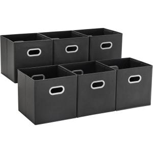 imageMAX Houser Fabric Cloth Storage BinsFoldable Storage Cubes Organizer Baskets with Dual Handles for Home Bedroom StorageSet of 6BeigeBlack