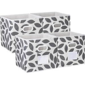 imageMAX Houser Fabric Cloth Storage BinsFoldable Storage Cubes Organizer Baskets with Dual Handles for Home Bedroom StorageSet of 6BeigeDark Grey