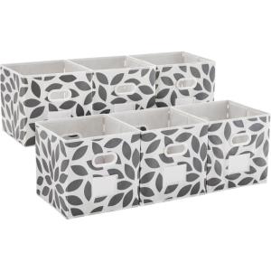 imageMAX Houser Fabric Cloth Storage BinsFoldable Storage Cubes Organizer Baskets with Dual Handles for Home Bedroom StorageSet of 6BeigeGrey 2