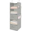 image5Shelf Over The Door Hanging Organizer with 2 Metal Hooks5 Pocket Over The Door Wall Mount Storage with Clear Windows for Baby Nursery Bathroom ClosetBedroomDormBeige2 PackLight Grey