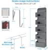 image5Shelf Over The Door Hanging Organizer with 2 Metal Hooks5 Pocket Over The Door Wall Mount Storage with Clear Windows for Baby Nursery Bathroom ClosetBedroomDormBeige2 PackGrey