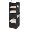 image5Shelf Over The Door Hanging Organizer with 2 Metal Hooks5 Pocket Over The Door Wall Mount Storage with Clear Windows for Baby Nursery Bathroom ClosetBedroomDormBeige2 PackBlack