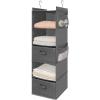 image5Shelf Over The Door Hanging Organizer with 2 Metal Hooks5 Pocket Over The Door Wall Mount Storage with Clear Windows for Baby Nursery Bathroom ClosetBedroomDormBeige2 PackGrey