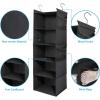 image5Shelf Over The Door Hanging Organizer with 2 Metal Hooks5 Pocket Over The Door Wall Mount Storage with Clear Windows for Baby Nursery Bathroom ClosetBedroomDormBeige2 PackBlack