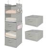 image5Shelf Over The Door Hanging Organizer with 2 Metal Hooks5 Pocket Over The Door Wall Mount Storage with Clear Windows for Baby Nursery Bathroom ClosetBedroomDormBeige2 PackLight Grey