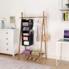 image5Shelf Over The Door Hanging Organizer with 2 Metal Hooks5 Pocket Over The Door Wall Mount Storage with Clear Windows for Baby Nursery Bathroom ClosetBedroomDormBeige2 PackBlack