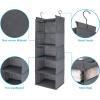 image5Shelf Over The Door Hanging Organizer with 2 Metal Hooks5 Pocket Over The Door Wall Mount Storage with Clear Windows for Baby Nursery Bathroom ClosetBedroomDormBeige2 PackGrey