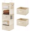 image5Shelf Over The Door Hanging Organizer with 2 Metal Hooks5 Pocket Over The Door Wall Mount Storage with Clear Windows for Baby Nursery Bathroom ClosetBedroomDormBeige2 PackBeige