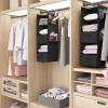 image5Shelf Over The Door Hanging Organizer with 2 Metal Hooks5 Pocket Over The Door Wall Mount Storage with Clear Windows for Baby Nursery Bathroom ClosetBedroomDormBeige2 PackBlack