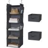 image5Shelf Over The Door Hanging Organizer with 2 Metal Hooks5 Pocket Over The Door Wall Mount Storage with Clear Windows for Baby Nursery Bathroom ClosetBedroomDormBeige2 PackGrey