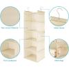 image5Shelf Over The Door Hanging Organizer with 2 Metal Hooks5 Pocket Over The Door Wall Mount Storage with Clear Windows for Baby Nursery Bathroom ClosetBedroomDormBeige2 PackBeige