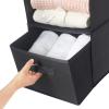 imageMAX Houser 4Shelf Hanging Closet Organizer Space Saver Cloth Hanging Shelves with 2 Side Pockets Foldable Black and Beige