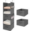 imageMAX Houser 6 Tier Shelf Hanging Closet Organizer and 5 Tier Shelf Hanging Closet Organizer Closet Hanging Shelf with 2 Sturdy Hooks for Storage FoldableBeige and GreyD2
