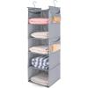 image5Shelf Over The Door Hanging Organizer with 2 Metal Hooks5 Pocket Over The Door Wall Mount Storage with Clear Windows for Baby Nursery Bathroom ClosetBedroomDormBeige2 PackLight Grey