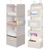 imageMAX Houser 4Shelf Hanging Closet Organizer and 4Shelf Over The Door Hanging Organizer with 2 Metal HooksBeige